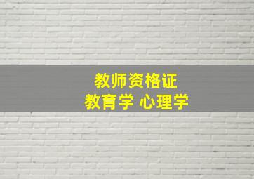 教师资格证 教育学 心理学